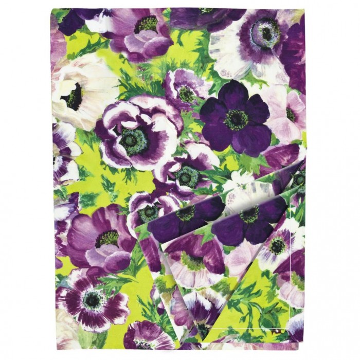 Purple and Anemone Bold Floral Cotton Tablecloth (140cm x 180cm)
