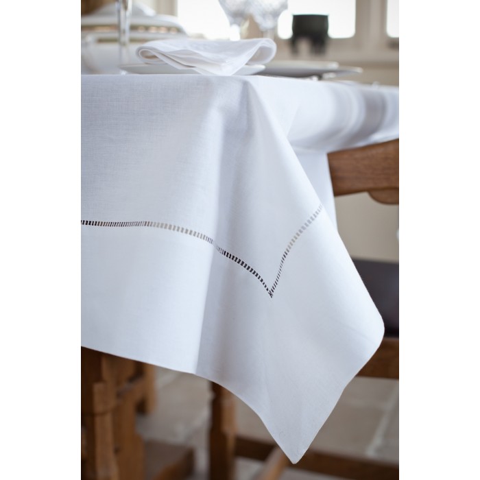 Mayfair Embroidered White Tablecloth (183cm x 274 cm)