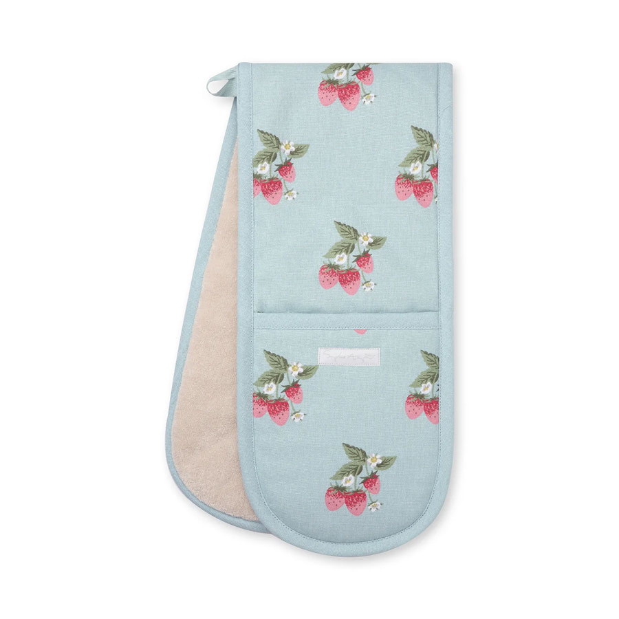 Sophie Allport Strawberries Blue Double Oven Glove