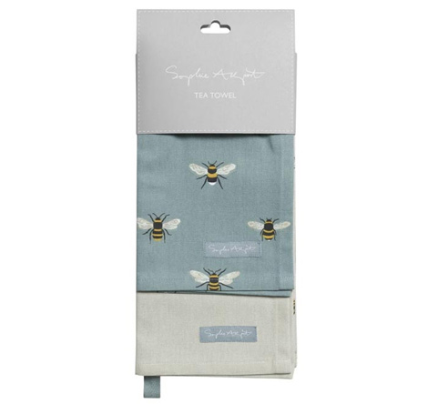 Teal Bees Tea Towel Set of 2